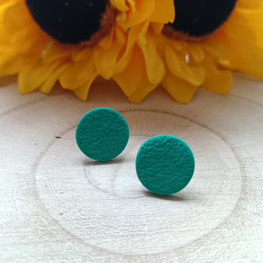 Textured Mint Green Circle Stud Earrings