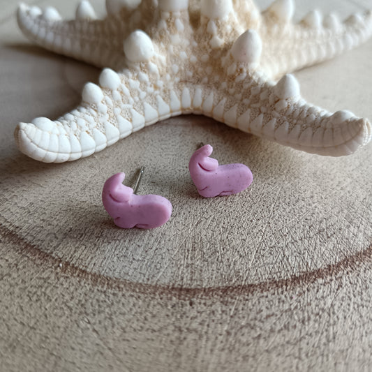Micro Whale Baby Pink Shimmer Stud Earrings