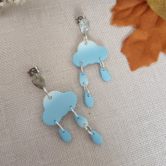 Cloud & Rain Drops Dangle Stud Earrings
