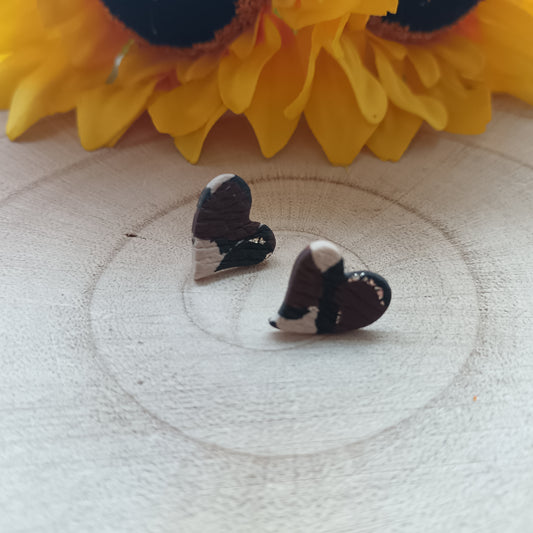 Leopard Print Heart Stud Earrings