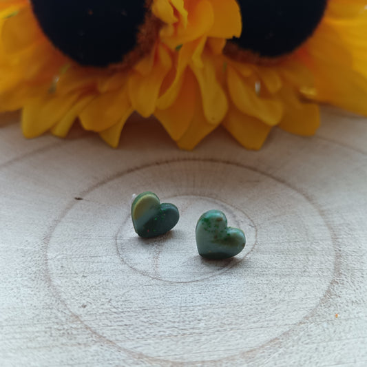 Khaki Ombre Heart Stud Earrings