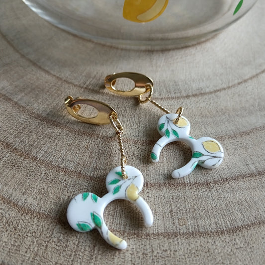 Lemon Inspired Mouse Dangle Stud Earrings