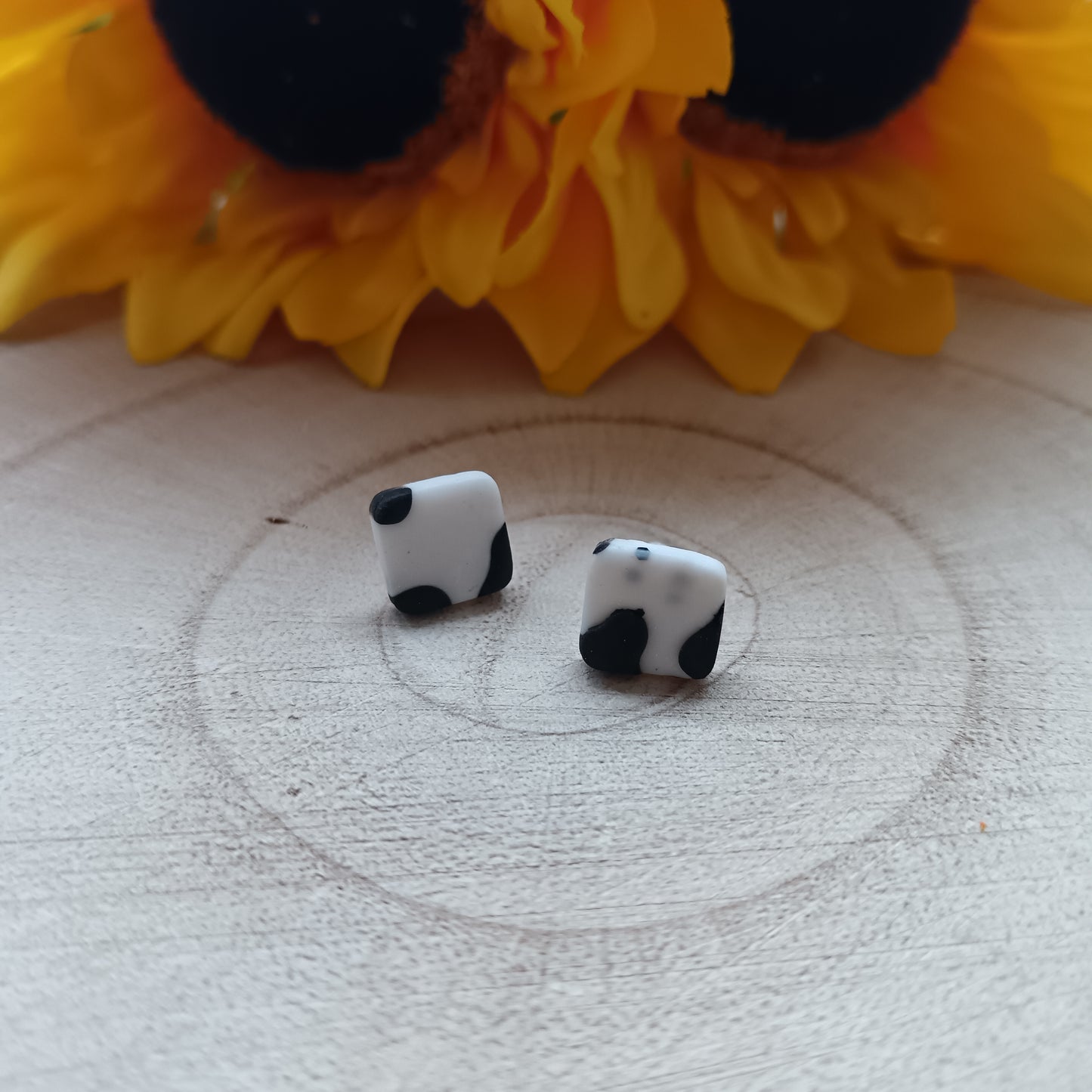 Cow Print Square Stud Earrings