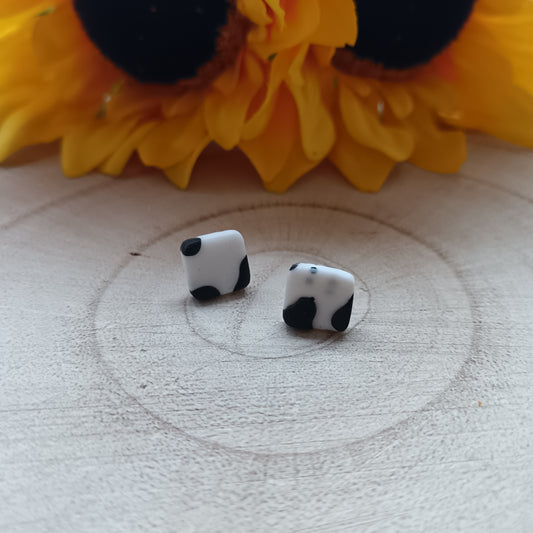 Cow Print Square Stud Earrings