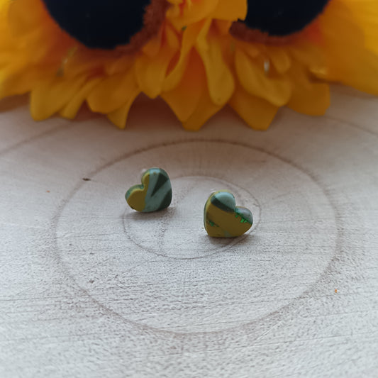 Khaki Ombre Heart Stud Earrings