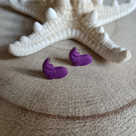 Micro Whale Purple Pink Shimmer Stud Earrings