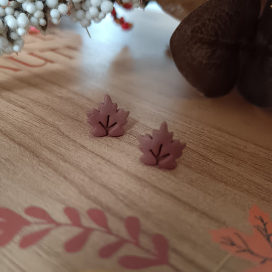 Brown Maple Leaf Studs
