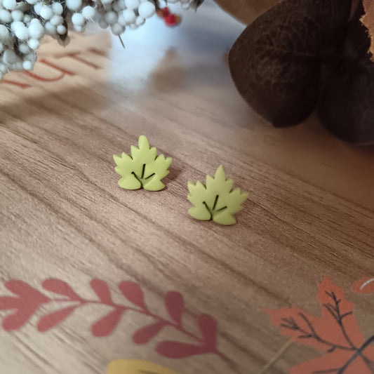 Green Maple Leaf Studs