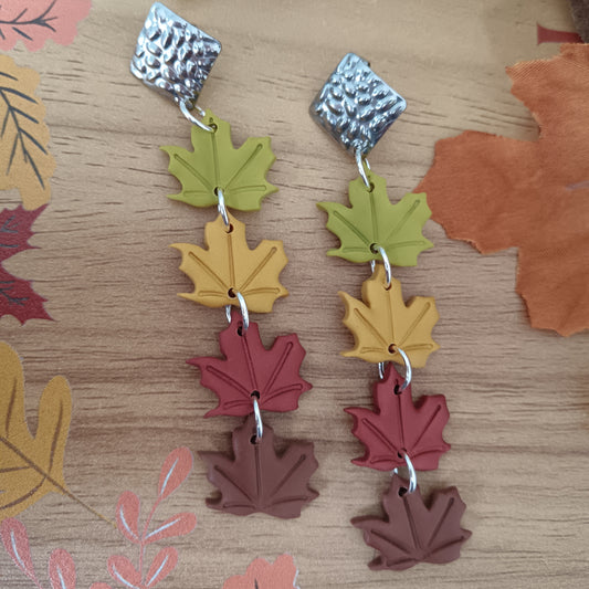Maple Leaf Colour Change Dangle Stud Earrings