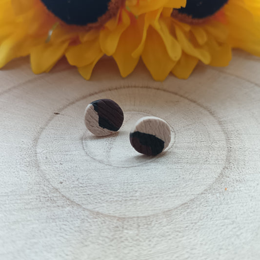 Leopard Print Organic Circle Stud Earrings