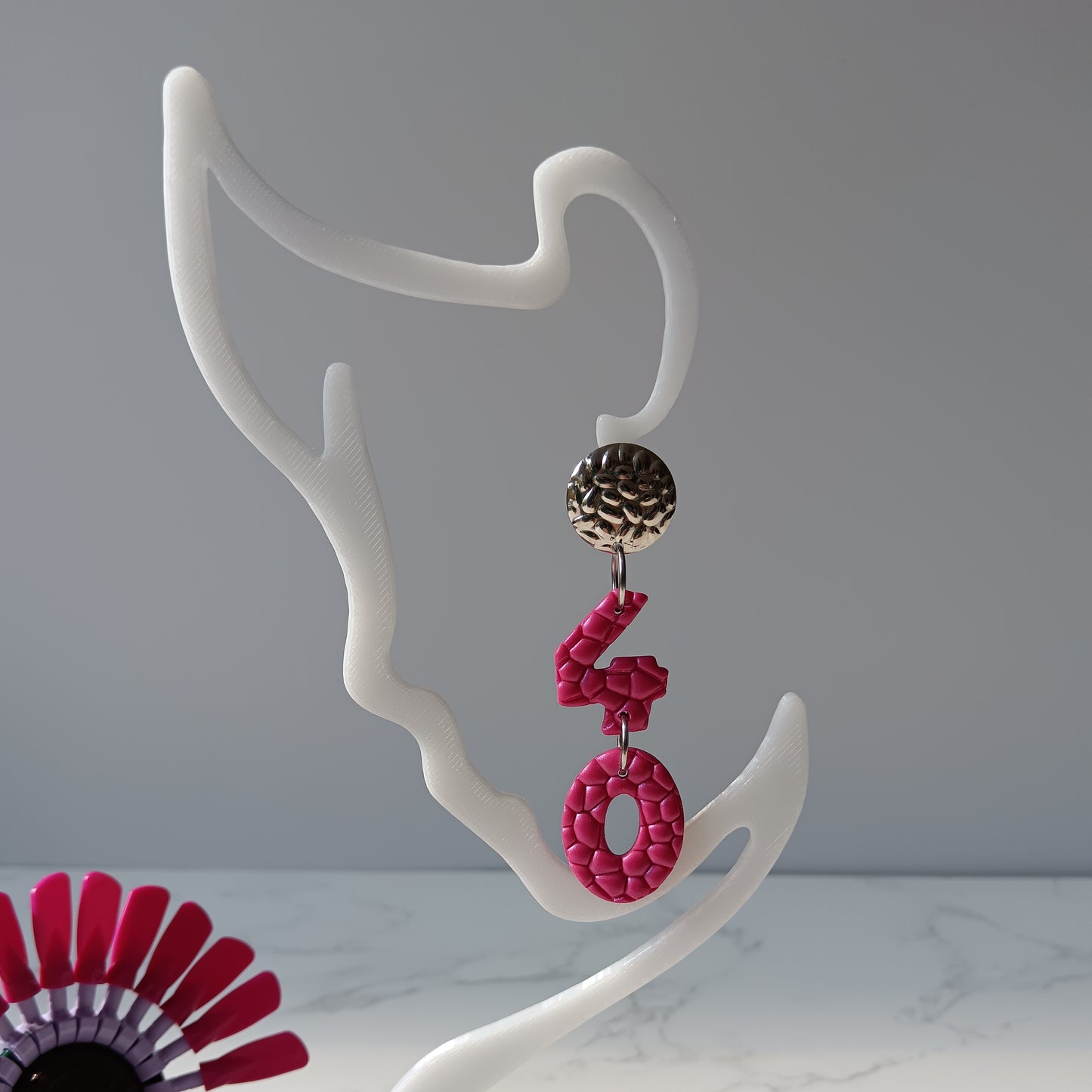 40th Birthday Hot Pink Dangle Stud Earrings