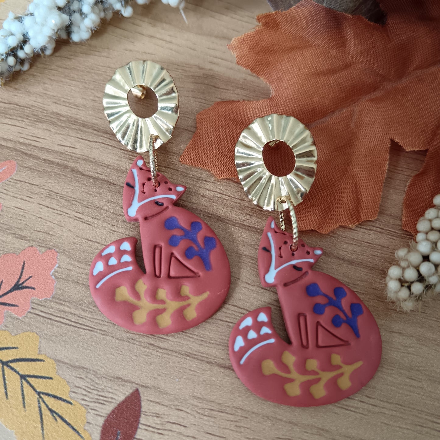 Fox Gold Dangle Studs