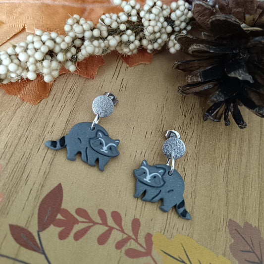 Racoon Dangle Stud Earrings