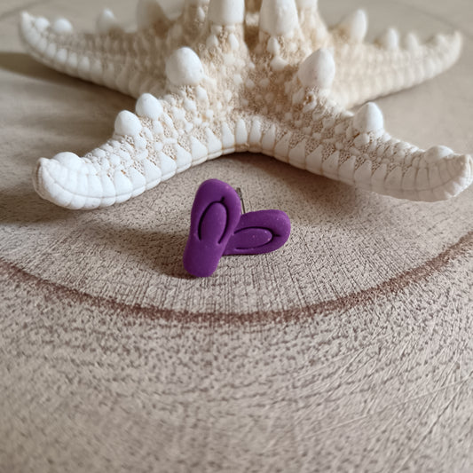 Micro Flip Flop Purple Pink Shimmer Stud Earrings