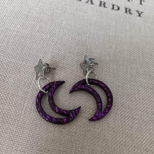 Purple Moon Small Star Stud Earrings