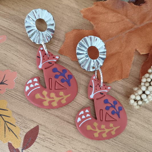 Fox Silver Dangle Studs