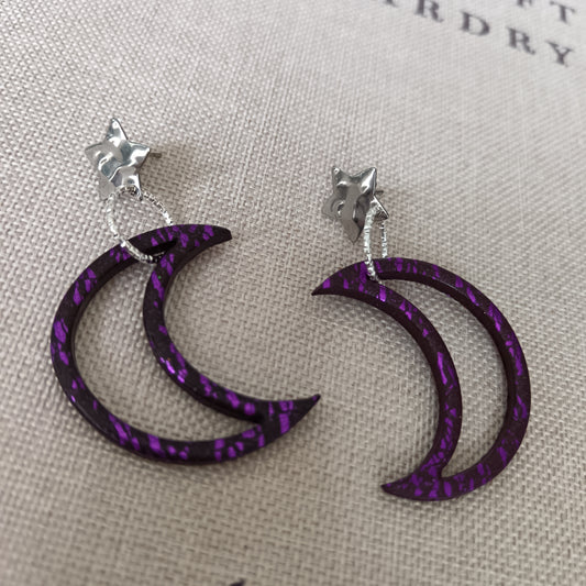 Purple Moon Large Star Stud Earrings