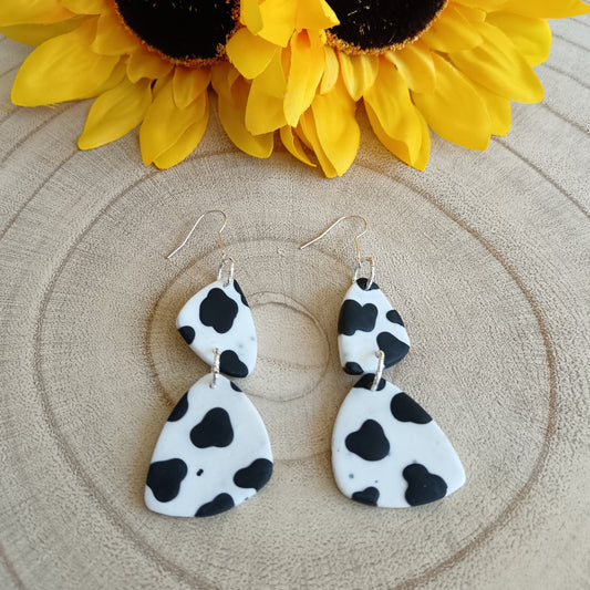 Cow Print Dangle Hook Earrings