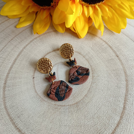 Leopard Print Retro Lips & Crown Stud Earrings