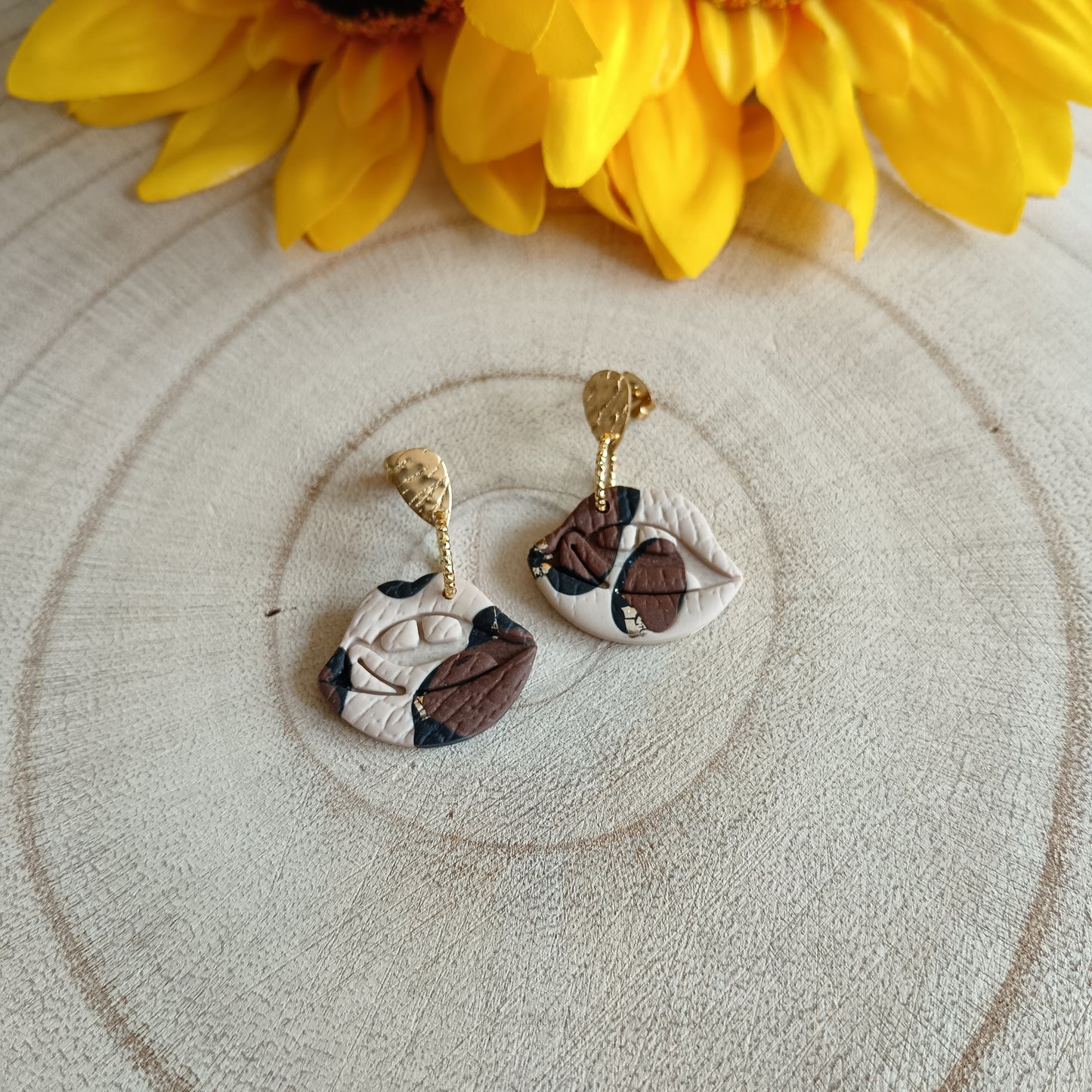 Leopard Print Retro Lips Stud Earrings