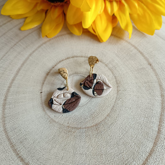 Leopard Print Retro Lips Stud Earrings