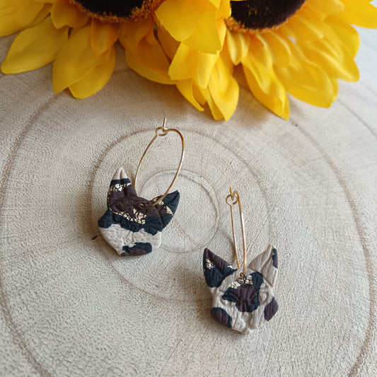 Leopard Print Cat Hoop Earrings