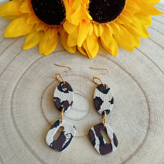 Leopard Print Dangle Hook Earrings