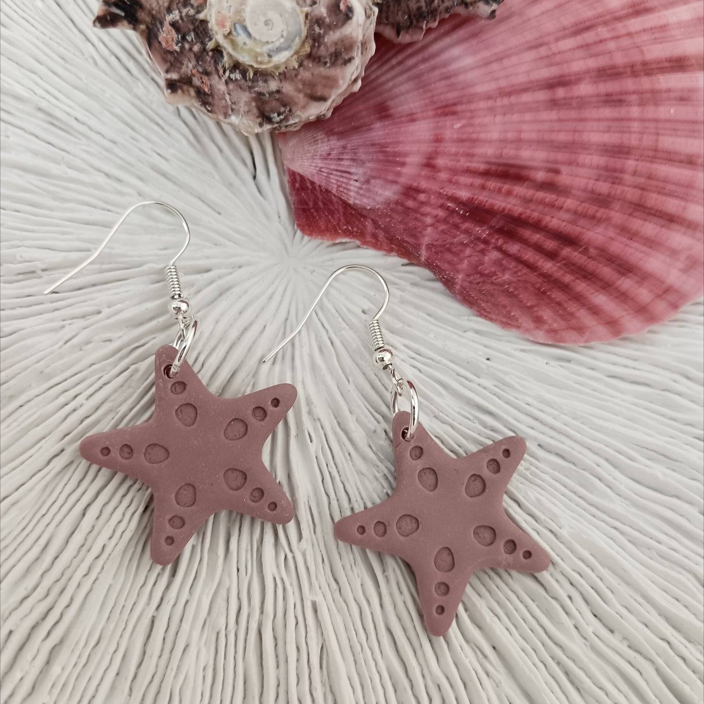 Starfish Dusky Pink Hook Earrings