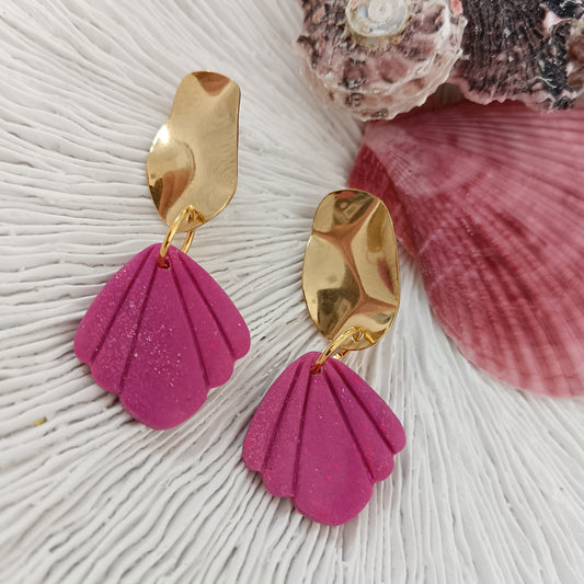 Shell Hot Pink Stud Earrings