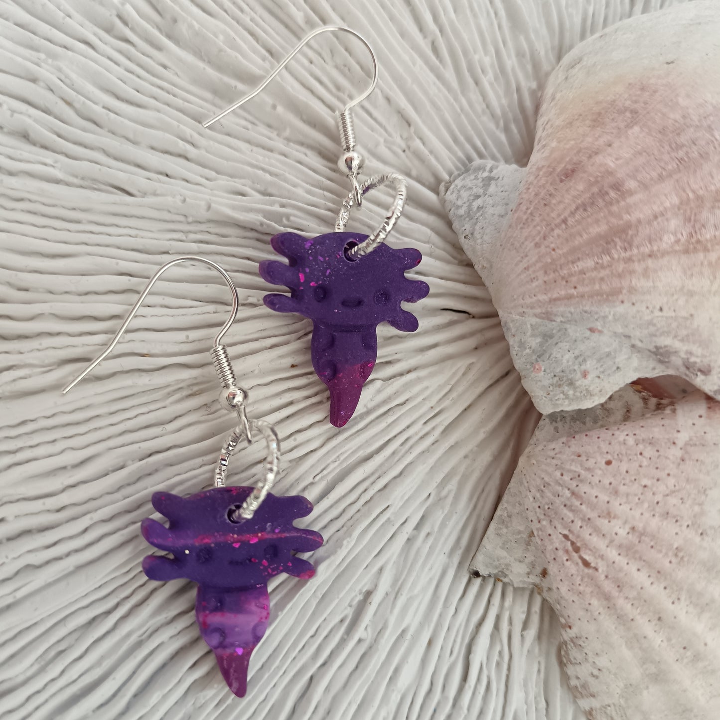 Axolotl Purple Ombre Hook Earrings
