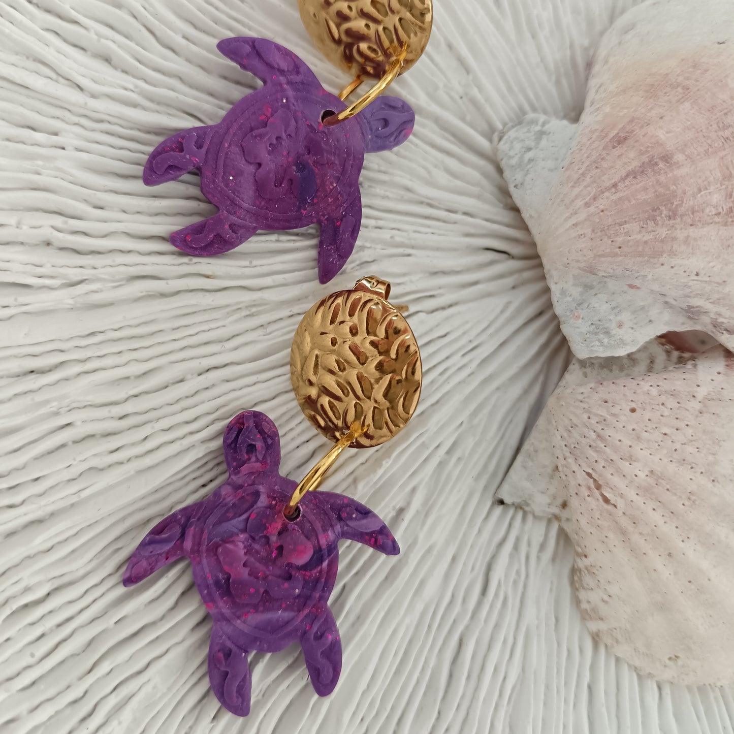 Turtle Purple Ombre Stud Earrings