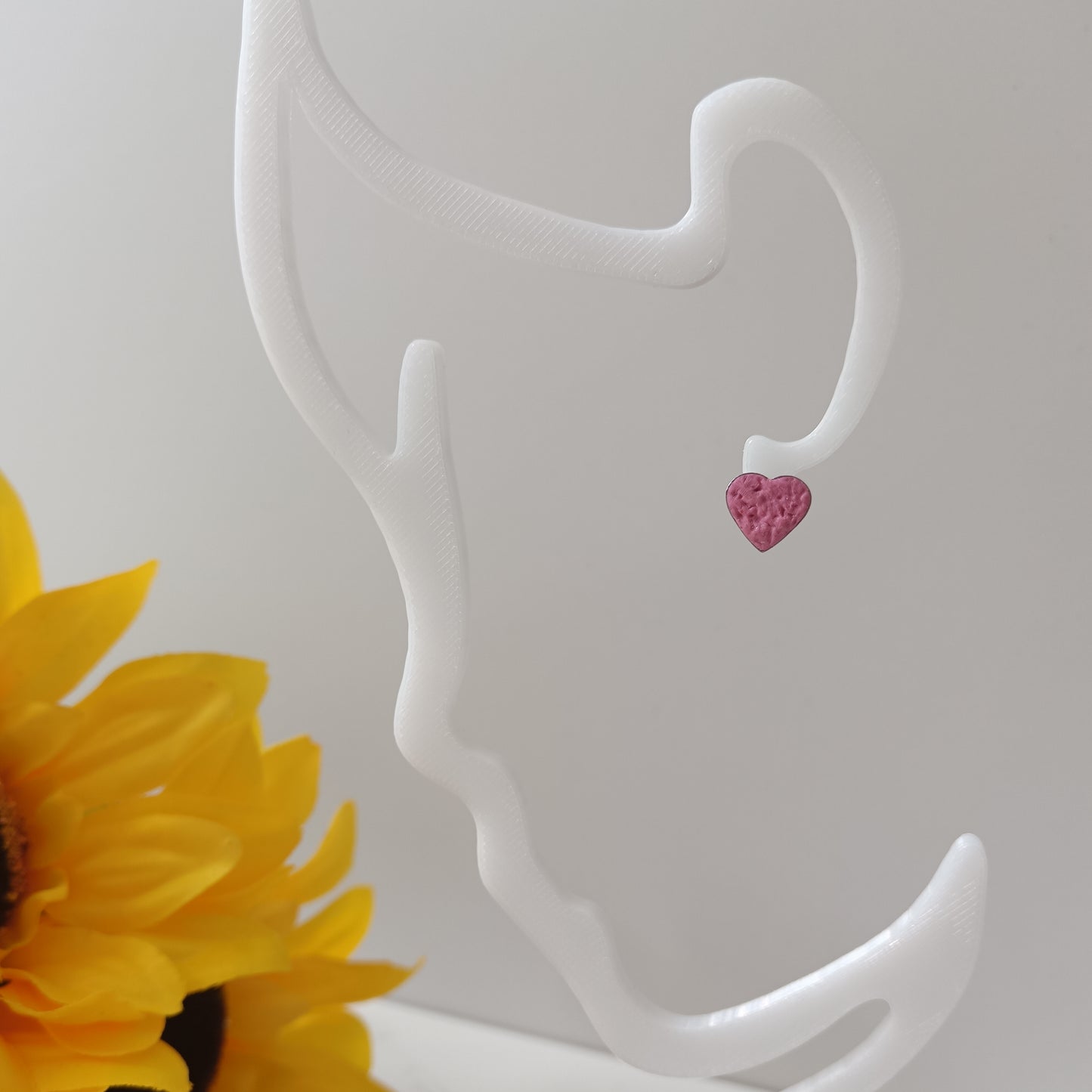 Hot Pink Heart Bezel Stud Earrings