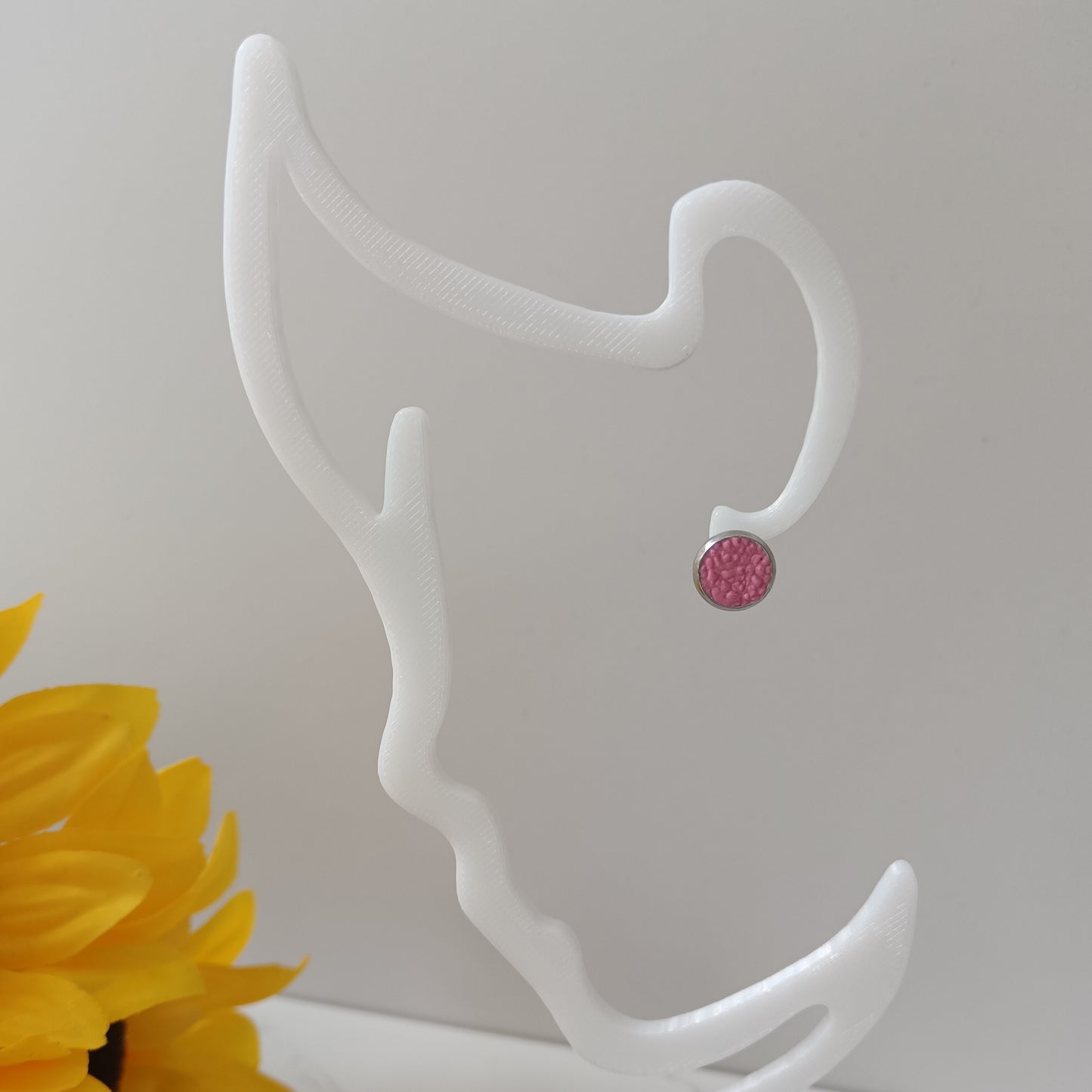 Hot Pink Round Bezel Stud Earrings