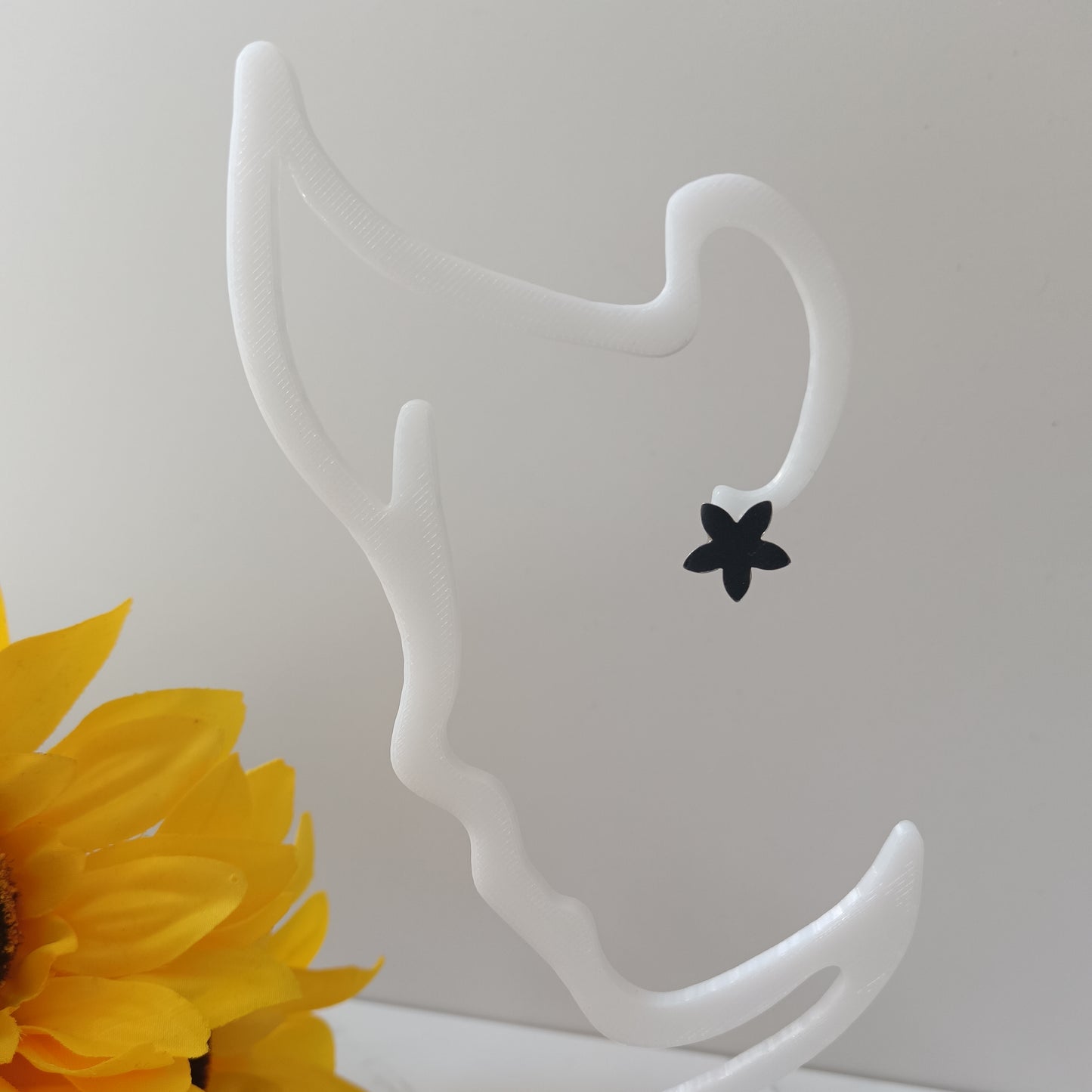 Black Flower Bezel Stud Earrings