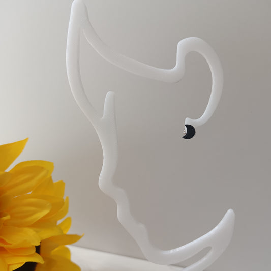 Micro Black Moon & Star Bezel Stud Earrings