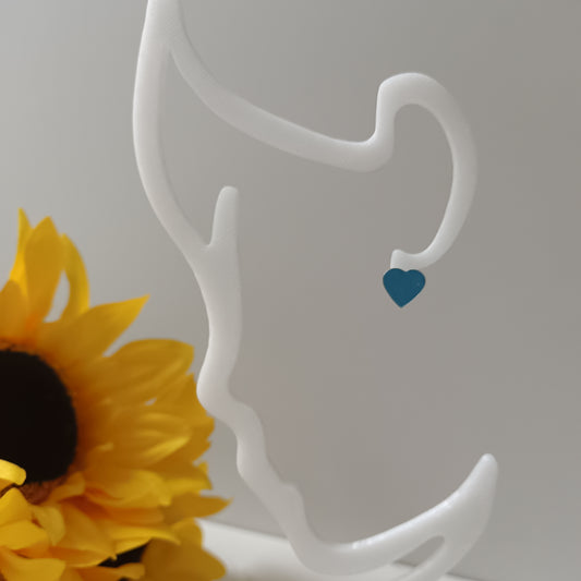 Denim Blue Heart Bezel Stud Earrings