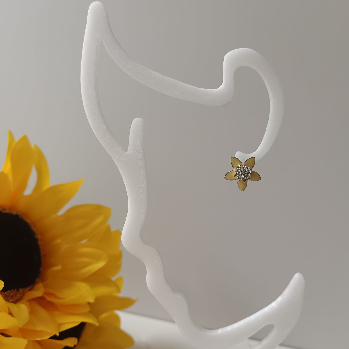 Yellow & Silver Flower Bezel Stud Earrings