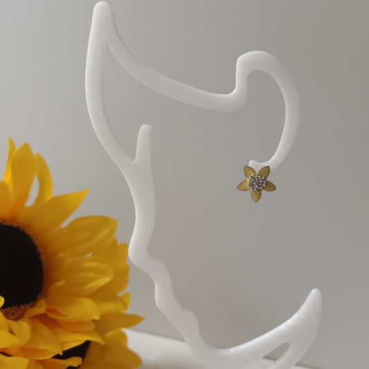 Yellow & Silver Flower Bezel Stud Earrings