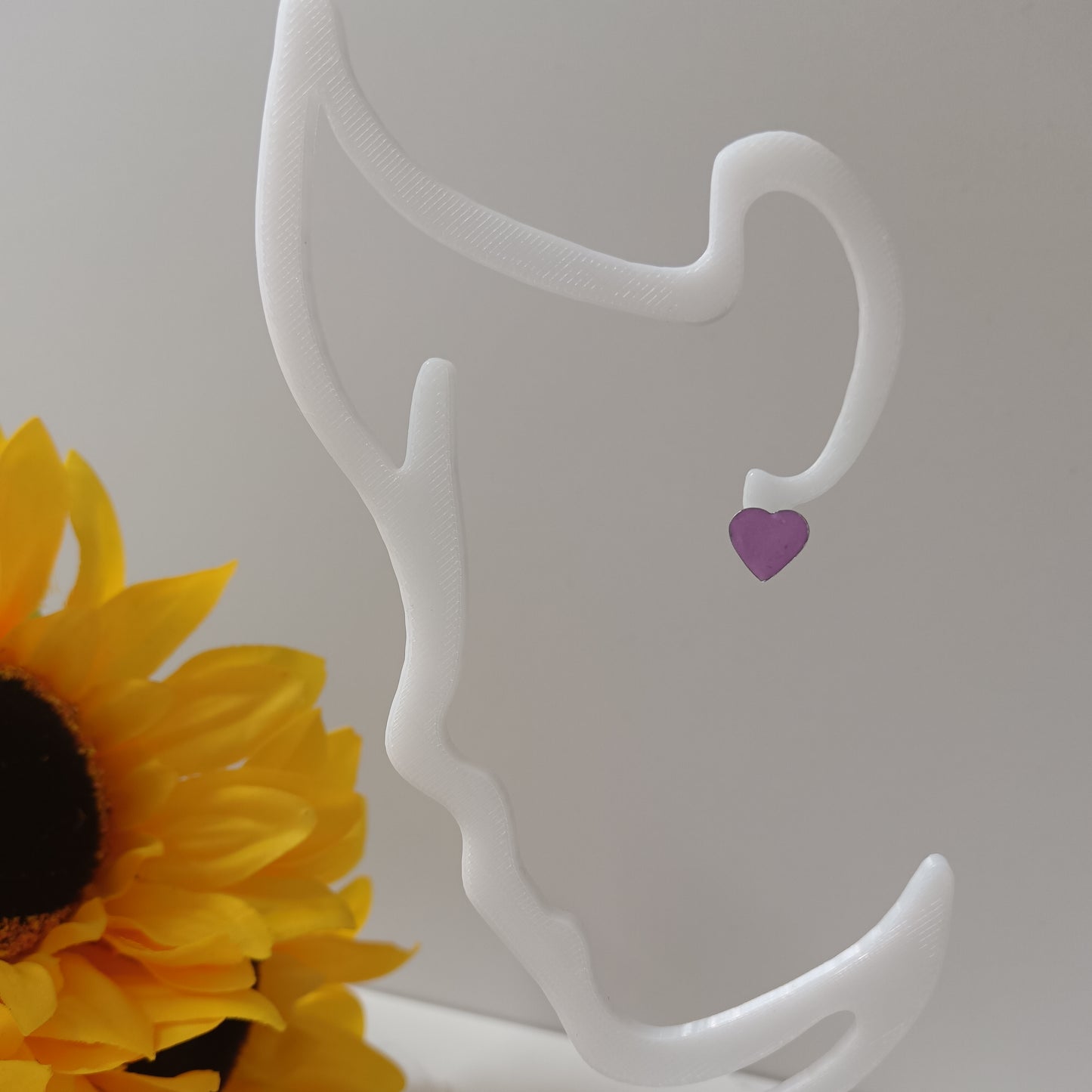 Lilac Heart Bezel Stud Earrings