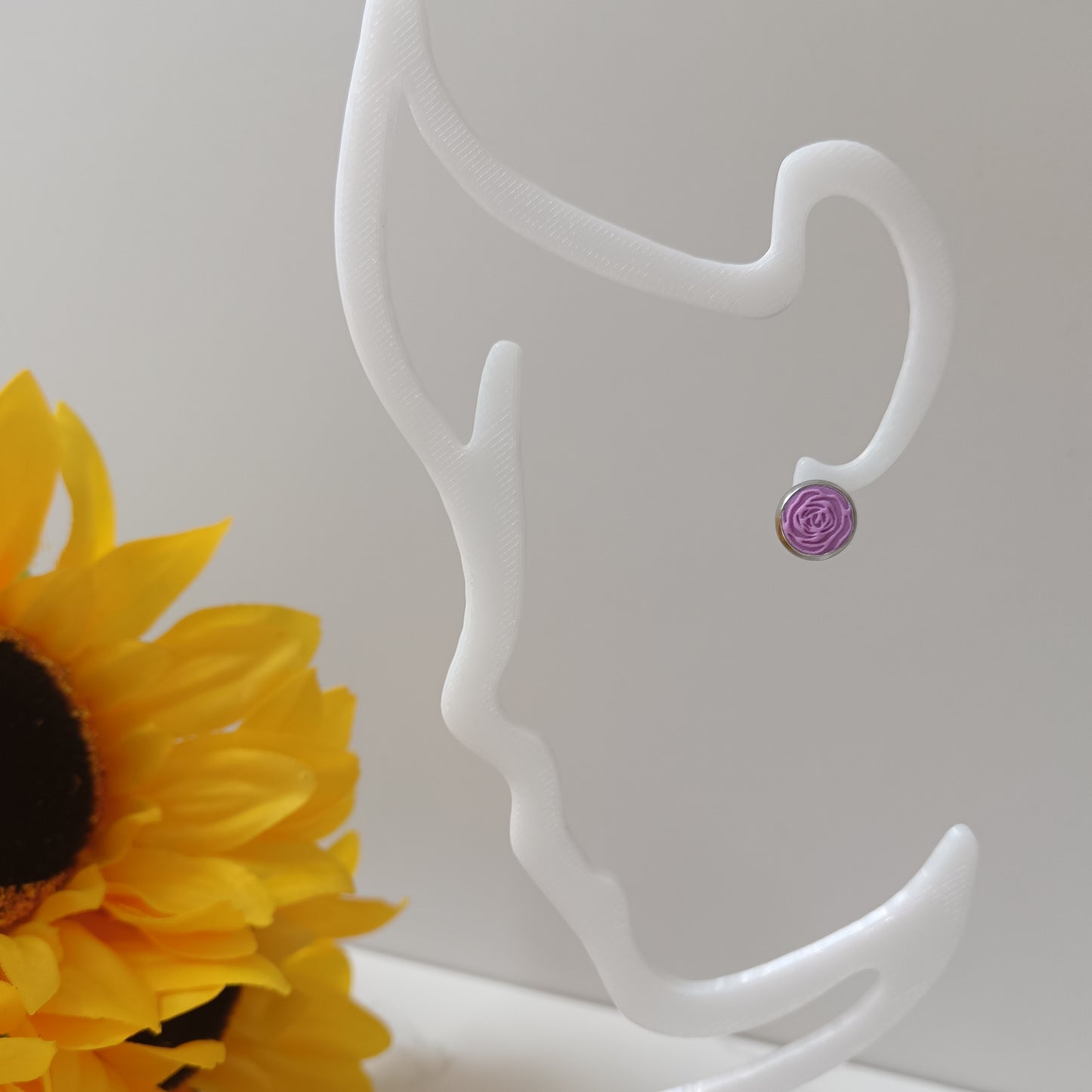 Lilac Rose Bezel Stud Earrings