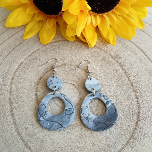 Grey Mix Dangle Hook Earrings