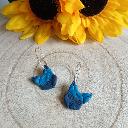 Cat Ombre Blue Hoop Earrings