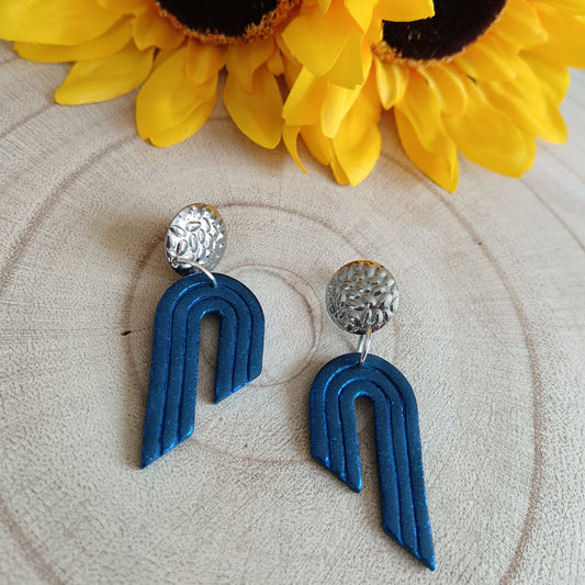 Arch Navy Blue Stud Earrings