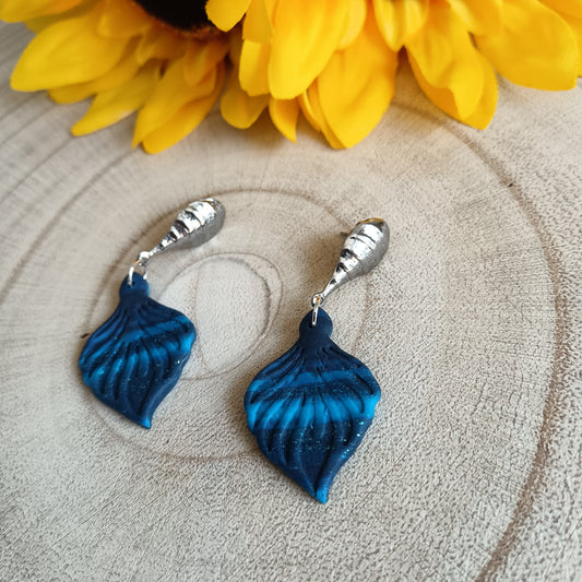 Art Deco Ombre Blue Drop Stud Earrings