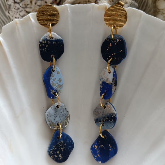 Stone Shaped Coastal Tone Dangle Stud Earrings