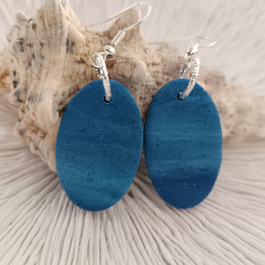 Sea Inspired Wave Textured Blue Hook Earrings