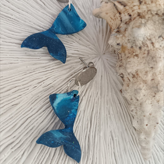 Mermaid Blue Ombre Stud Earrings