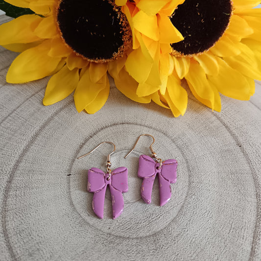 Bow Pink & Rose Gold Hook Earrings