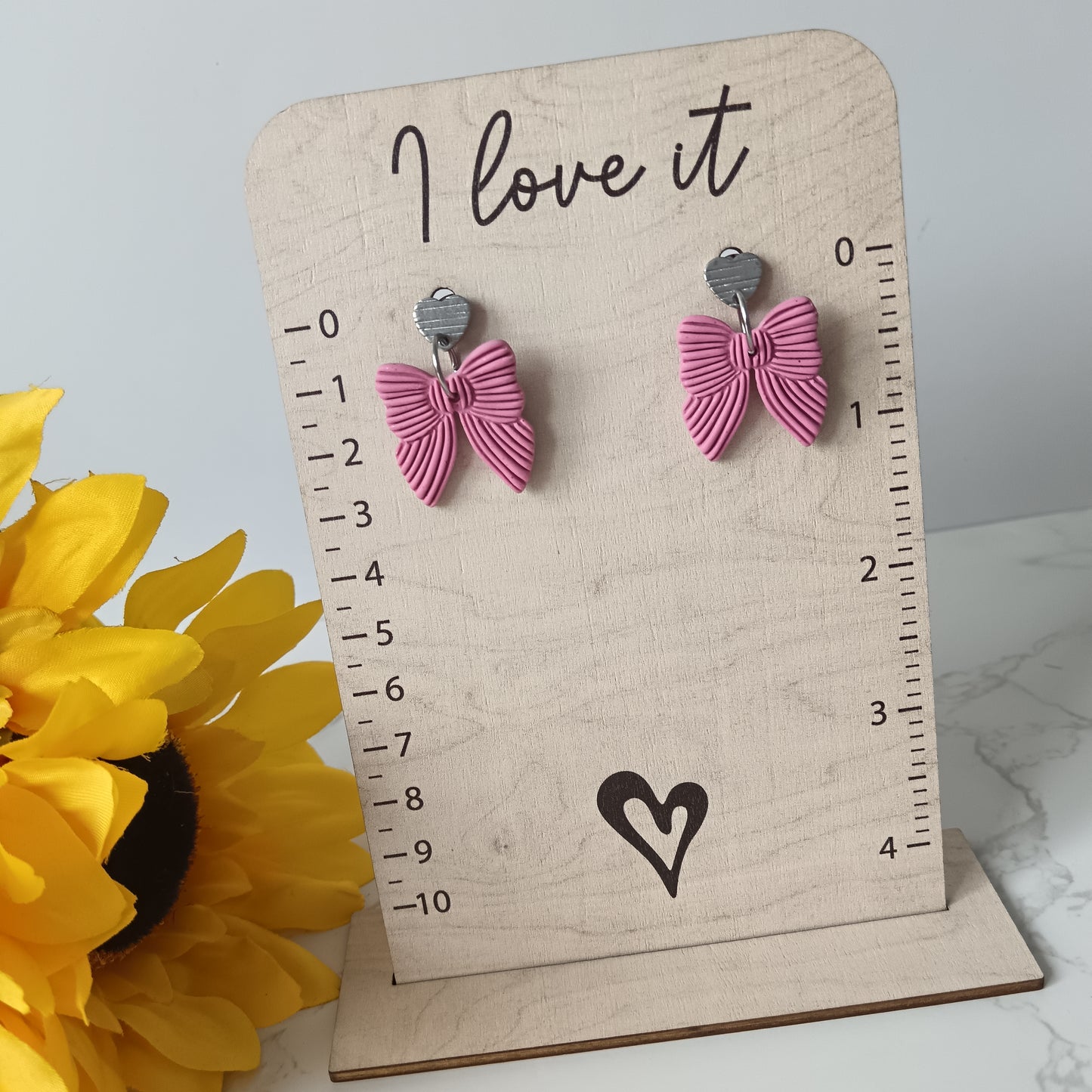 Hot Pink Bow Dangle Stud Earrings