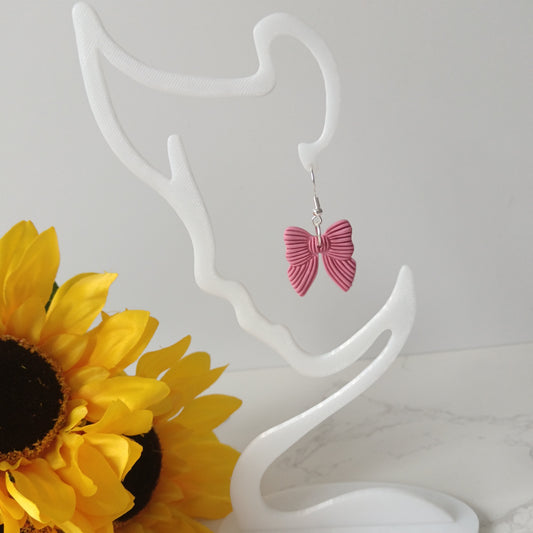 Hot Pink Bow Hook Earrings